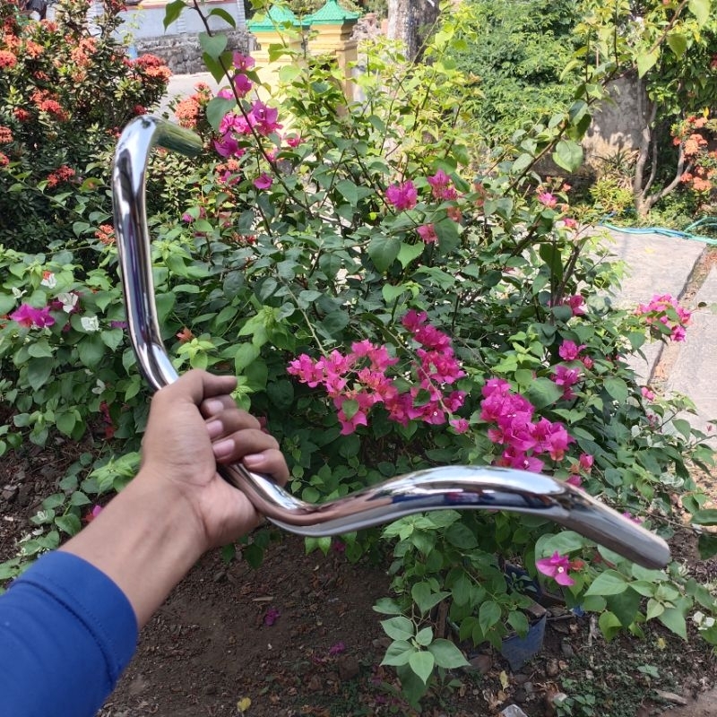 Stang sepeda mini minion minitrek tinggi chrome besi tebal ringan