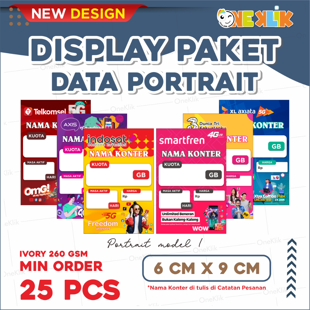 Display Harga Paket Data Etalase Konter Murah / Label Data Voucher / Label Voucher Pajangan Konter P