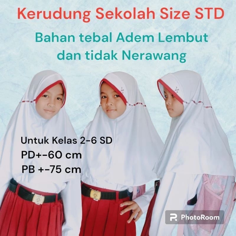 KERUDUNG HIJAB ANAK TK SD BAHAN KAOS PE JILBAB SEKOLAH KELAS 1- 6 SD