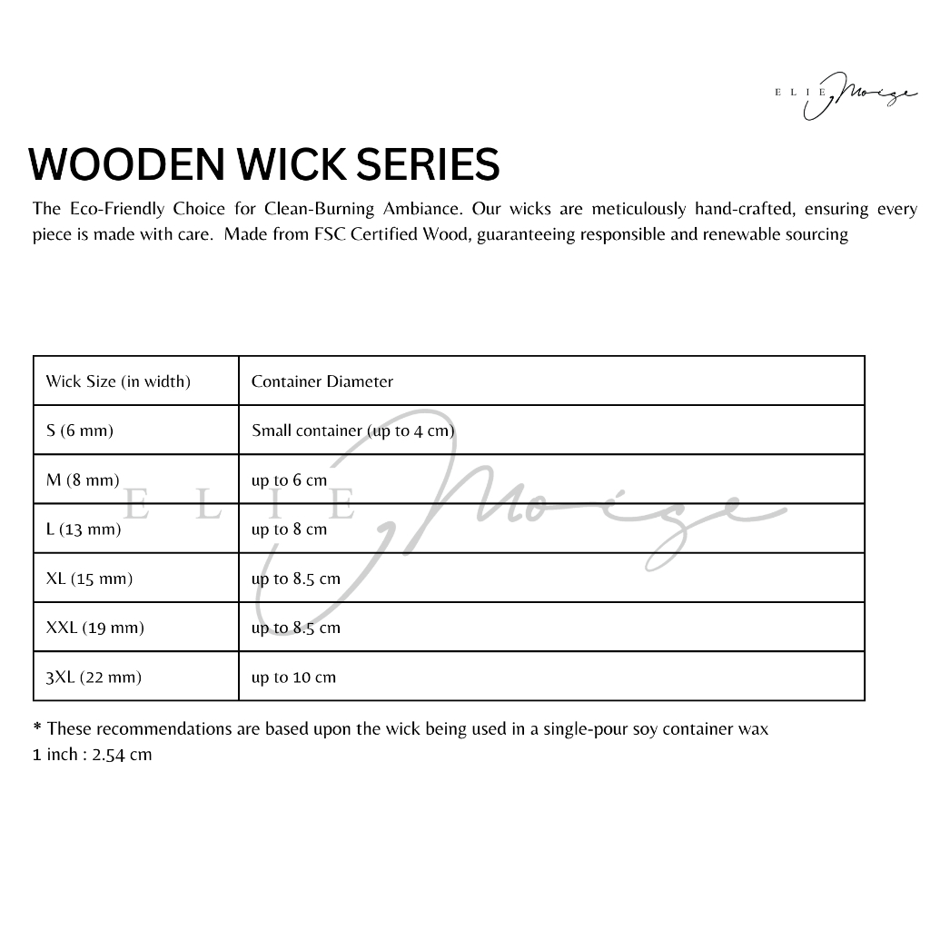 Elie Moise 50 pcs Wood Wicks - Wooden Candle Wick - Sumbu Lilin Kayu