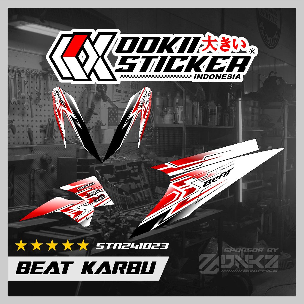 Stiker Beat Karbu Decal Striping Beat Karbu Premium Racing N241023 White OOKII