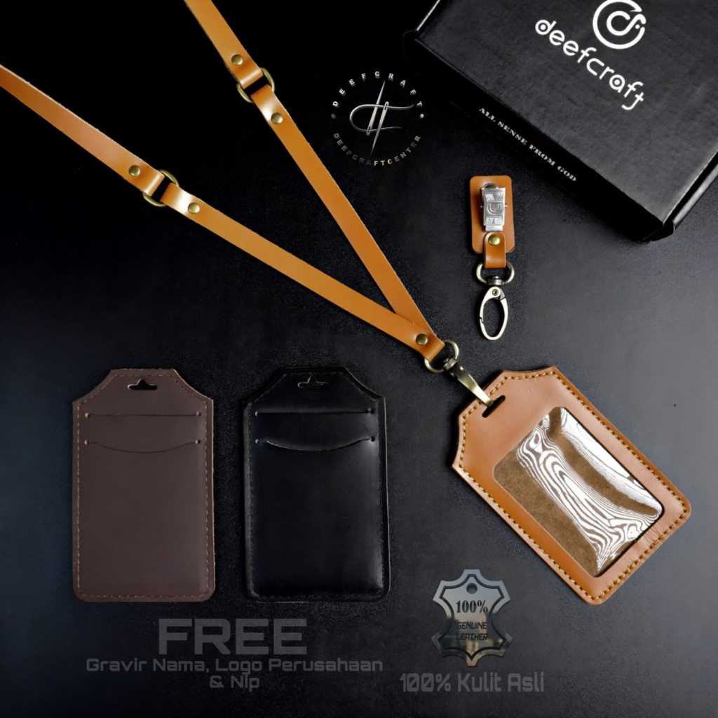 

Name Tag Kulit Asli/Id Card Holder Kulit Asli Free Grafier Logo/Tulisan