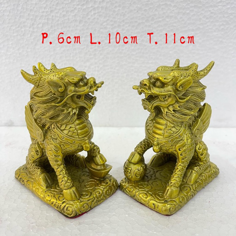 patung qilin kilin khilin 麒麟 sayap bahan Kuningan tinggi 15cm