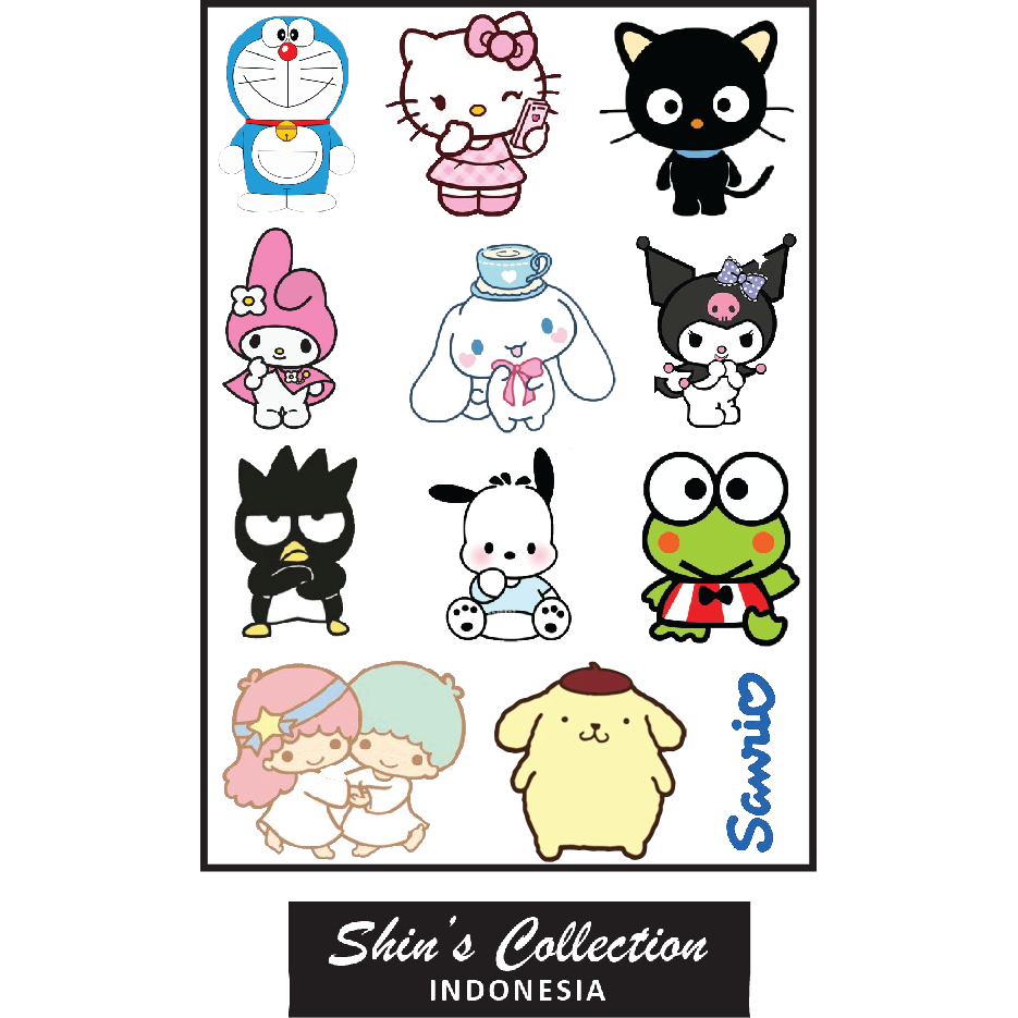 

Sticker stiker murah antiair transparan Sanrio mix 1 pc