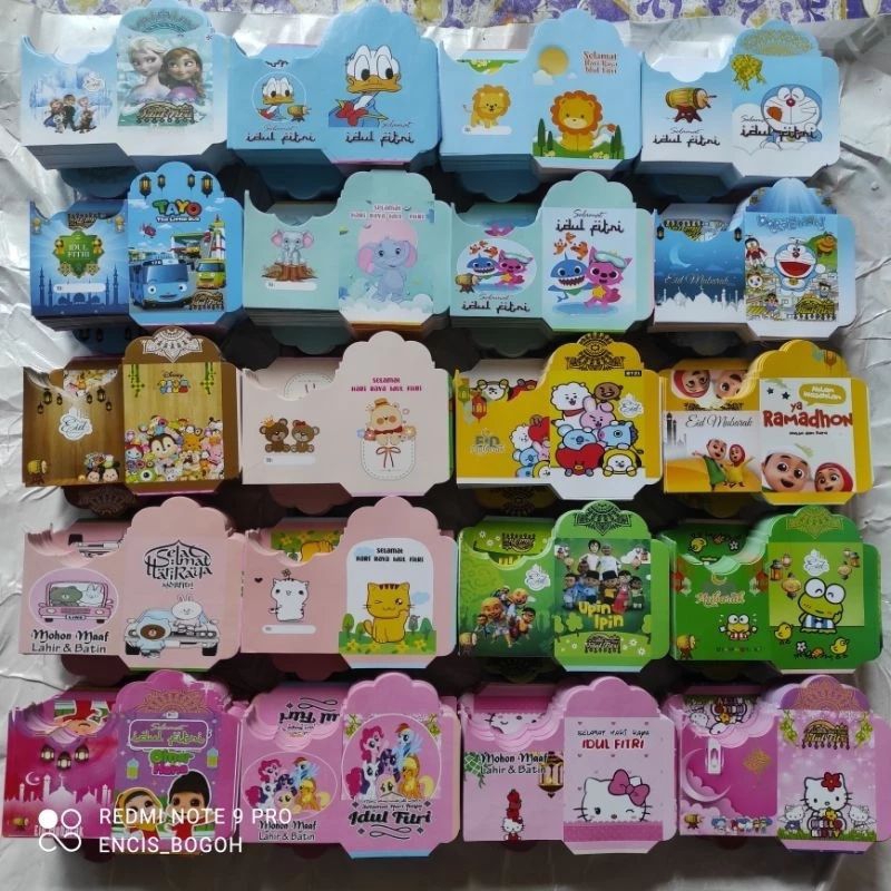 

500 LEMBAR AMPLOP MEDIUM LEBARAN KARTUN/SNACK/MUSLIM/UANG