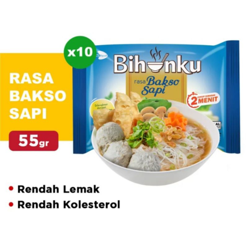 

Bihunku - Bihun Instant sehat rasa bakso sapi / kari laksa