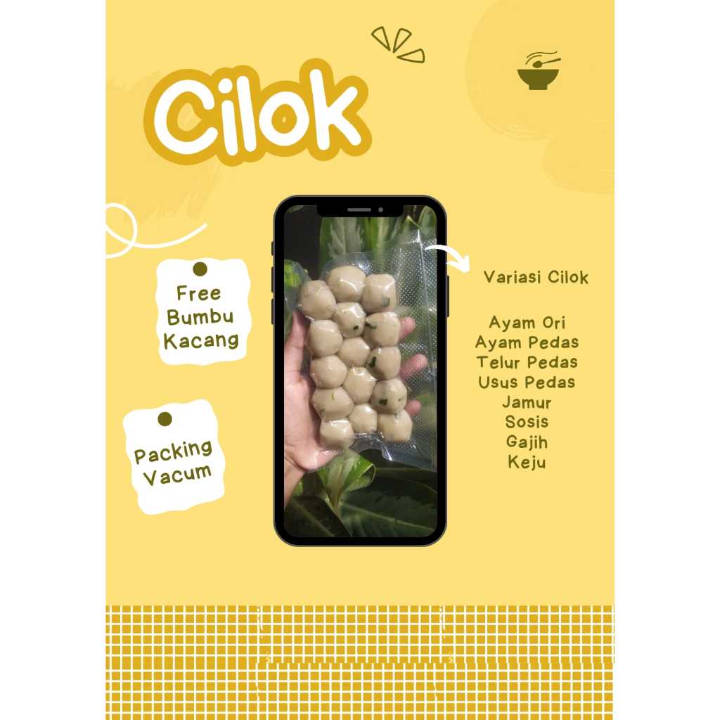

Cilok /Cilok isi/Aci/Aci isi/1Pack isi 15 Pcs