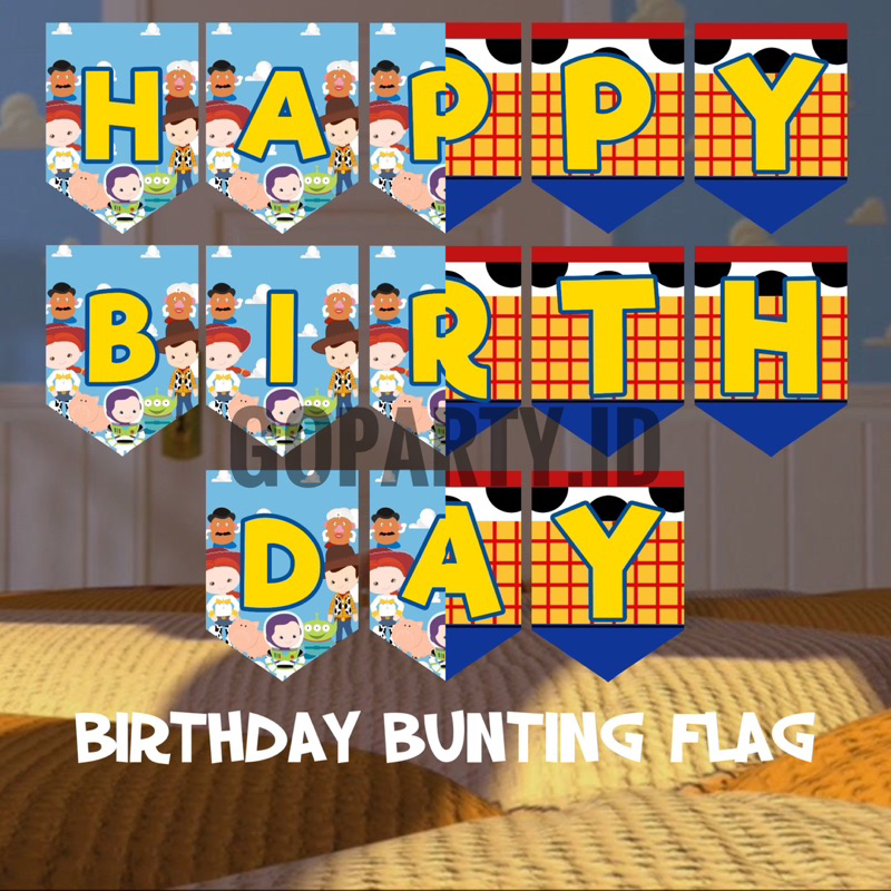 TOY STORY BUNTING FLAG BANNER BENDERA BIRTHDAY ULANG TAHUN WOODY DEKORASI