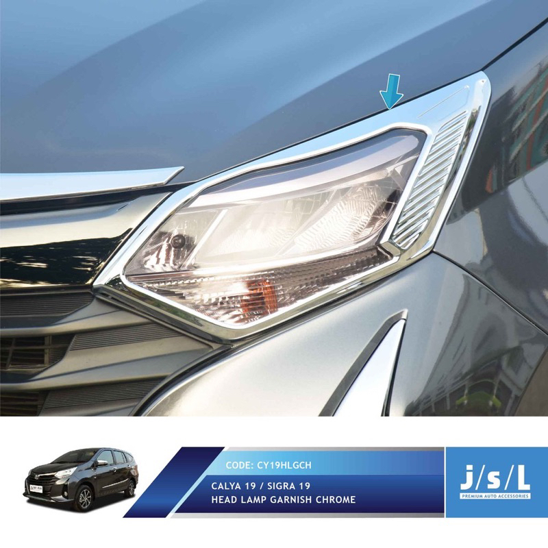 CALYA SIGRA 2019 2020 2022 2024 GARNISH LAMPU DEPAN HEADLAMP COVER CHROME SILVER JSL MEDAN OTOTIVO