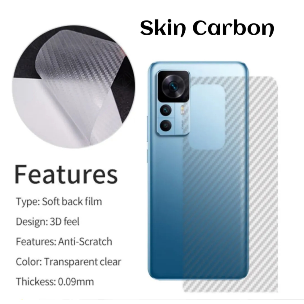 SKIN CARBON Anti gores BELAKANG XIAOMI Mi 12T / Mi 12T PRO / Mi 11T / Mi 11T PRO / Mi 10T / Mi 10T P