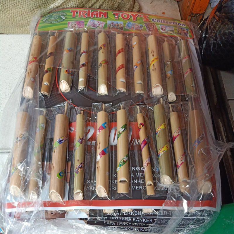 mainan suling bambu isi 20 pcs suling suara burung grosir