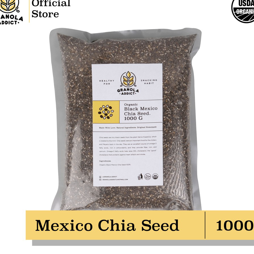 

PSQS2095 Terbaru Granola Addict - Black Chia Seed Mexico Organic / Organik 1KG