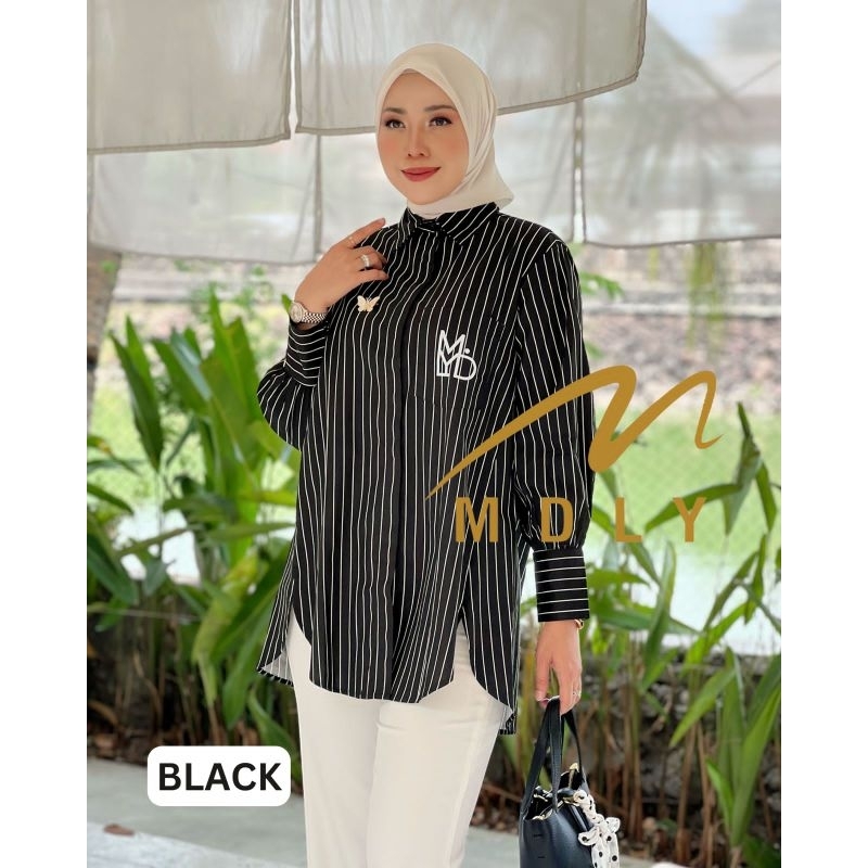 ZAHIRA STRIPES SIGNATURE SHIRT BY MDLY TUNIK WANITA TERBARU