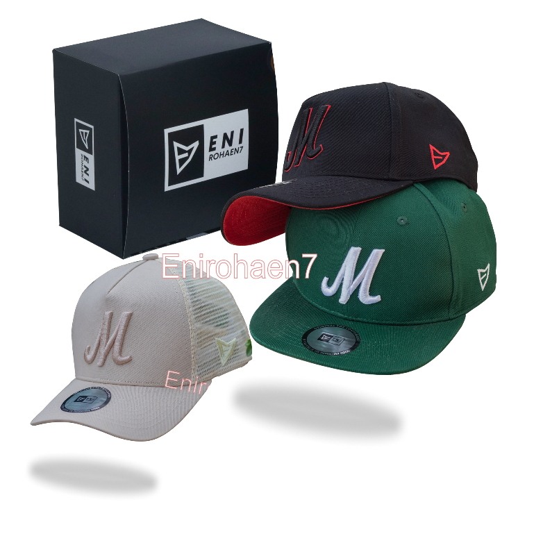 Topi huruf M bahan katun Topi E7 Topi inisial M MC