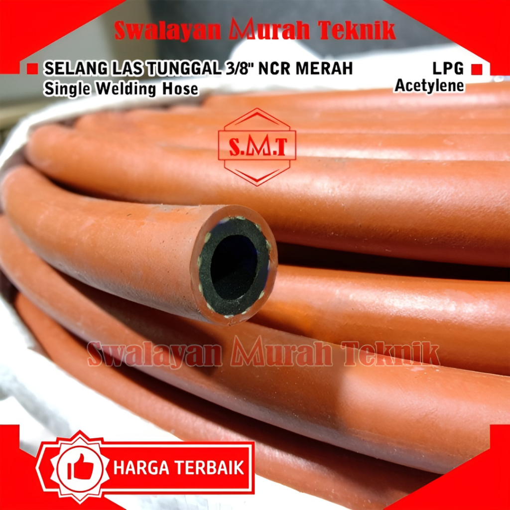 Selang Las Single Merah 3/8" NCR LPG Acetylene Welding Hose - meteran