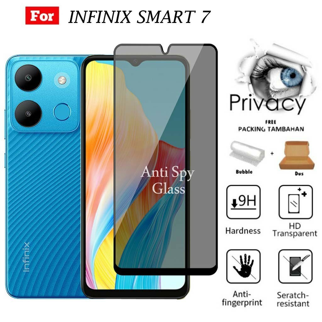 Tempered Glass Spy Privasi INFINIX SMART 7 - Pelindung Layar Handphone INFINIX SMART 7 - ANTI GORES SPY PRIVASI INFINIX SMART 7