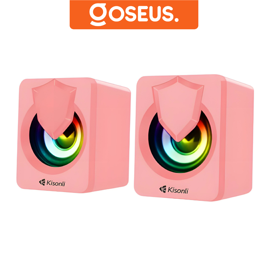 Gaming Speaker Komputer/Laptop L-1030 LED RGB Light With Switch Volume Control PINK