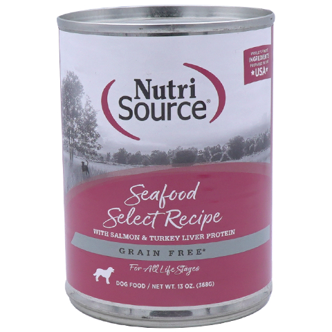 NUTRISOURCE SEAFOOD SELECT RECIPE GRAIN FREE DOG FOOD CAN 12/13 OZ