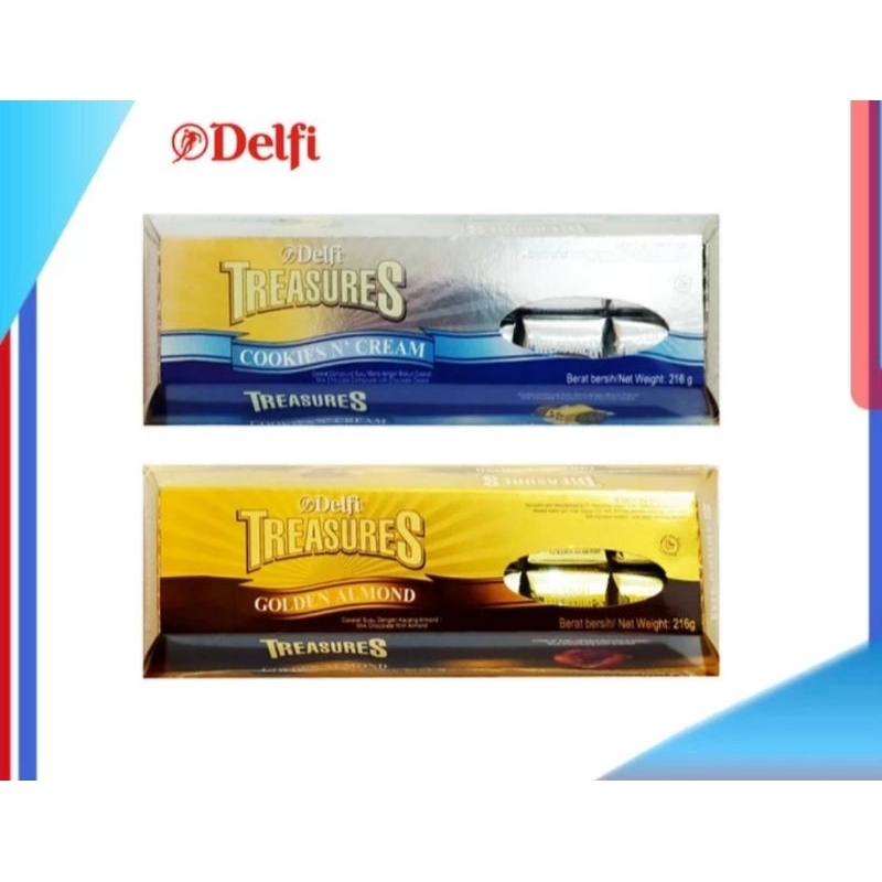 

Delfi treasure coklat cookies & cream 216 gram only sale murah