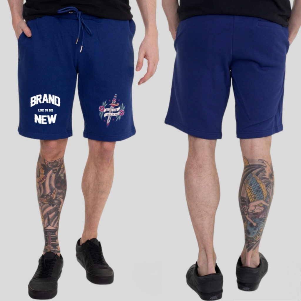 Boardshort Navy Celana Pendek Boxer Pria Premium Distro Bahan Katun Fleece Tebal