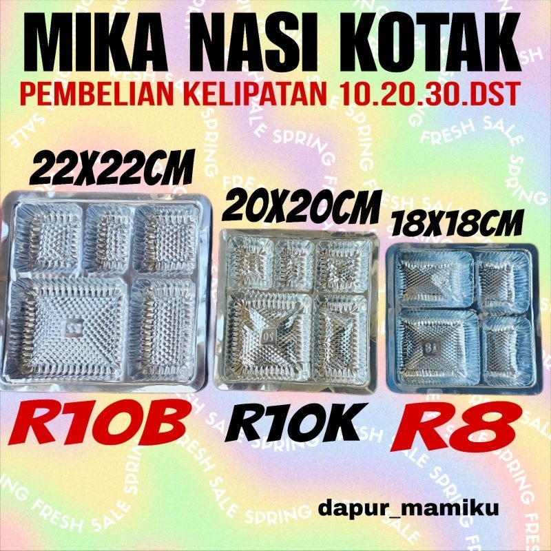 DAPURMAMIKU ( Mika Dos Nasi 18x18 20x20 22x22 ) Mika Nasi Sekat 5 Sekat 7 Mika Pemisah Lauk Samir Du
