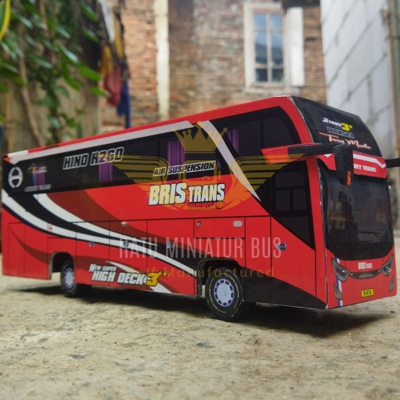 Miniatur Bus Bris Trans Tuan Muda Full Lampu Telolet Basuri Non Interior