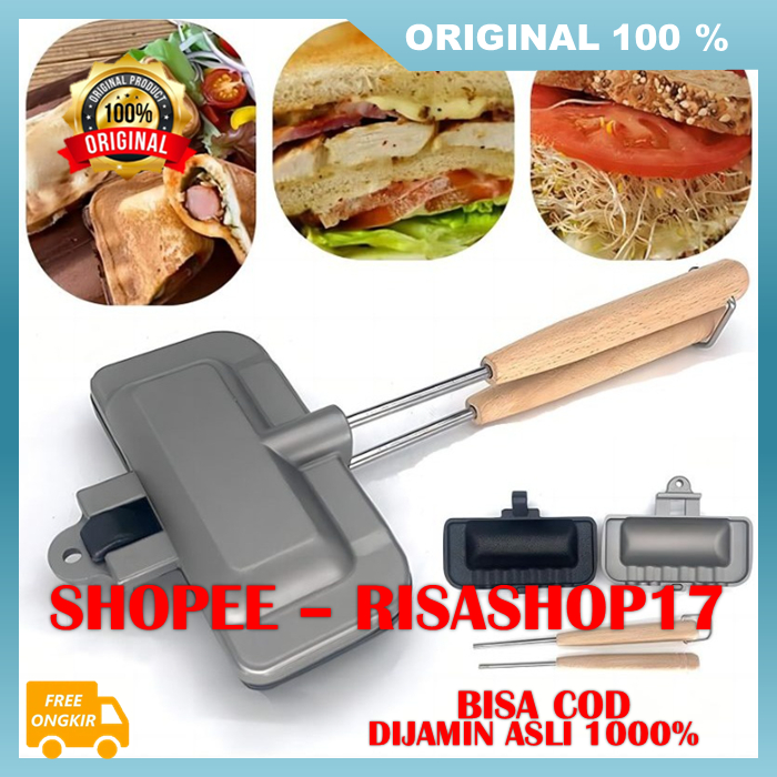 Plat Sandwich Panggang Alat Cetakan Sandwich Roti Bakar Mini Cetakan Roti Sandwich Waffle Maker 100%