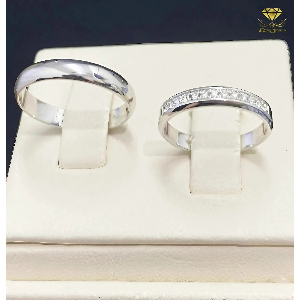 Cincin Couple Emas Berlian Eropa Asli ORI Kawin Nikah Tunangan Pernikahan Wedding Pria Wanita NS75