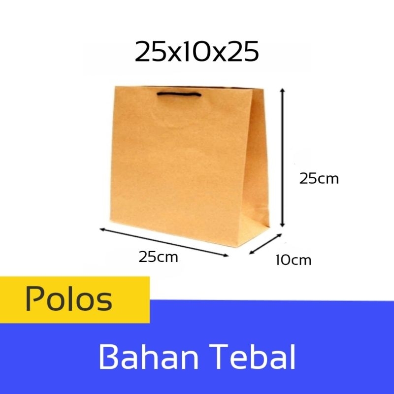 

Paper Bag Coklat Polos Custom Kado Bahan Tebal Ukuran 25x10x25