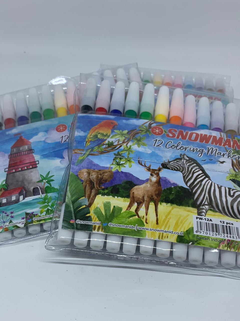 

SPIDOL SNOWMAN 12 Set WARNA WARNI PASTEL PW-12A MARKER PW 12A MURAH AWET GROSIR ATK ECERAN SEKOLAH