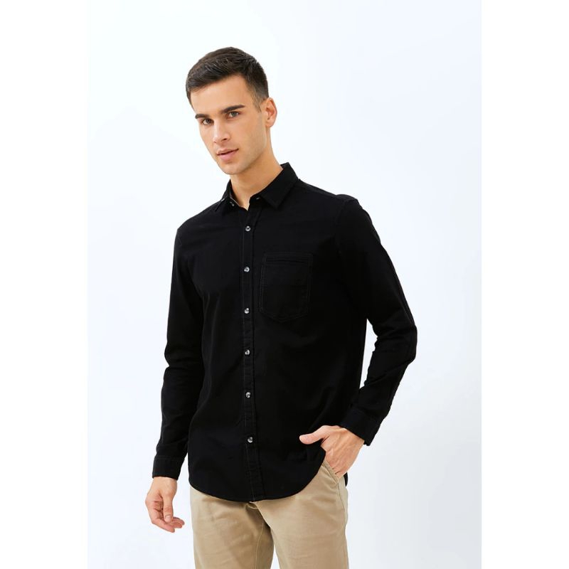 Kemeja Pria Lengan Panjang Lois KLL403 Hitam