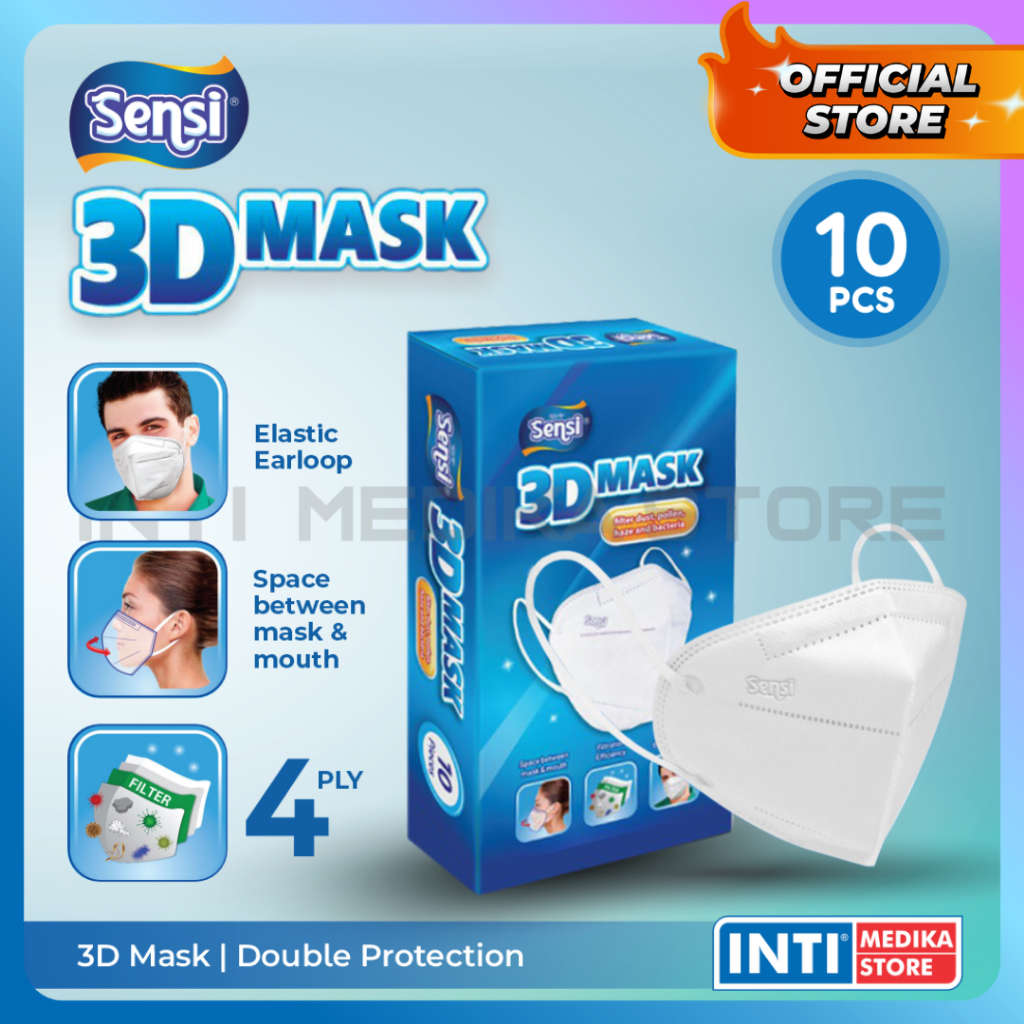 SENSI - Masker 3D 4 Ply Earloop | Sensi 3D Mask | Masker Sensi Earloop