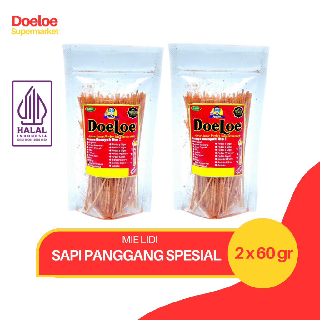 

Doeloe Mie Lidi Rasa Sapi Panggang Spesial Pouch Snack Kang Ask 60gr x 2 Pcs