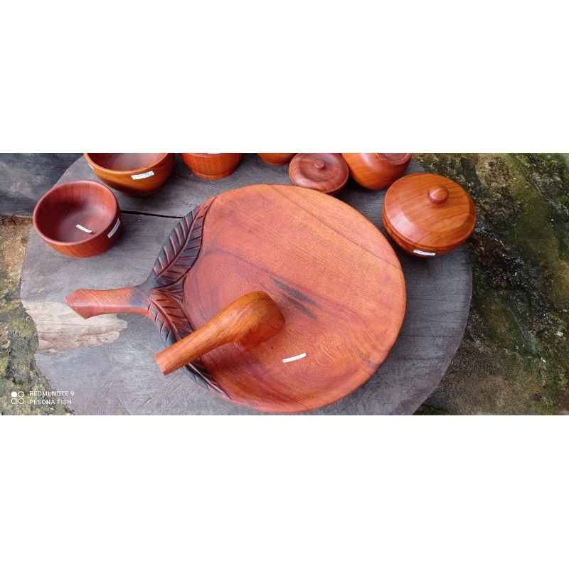 Cobek Kayu Ulin / Ulekan Kayu Ulin / Lumpang Kayu Ulin