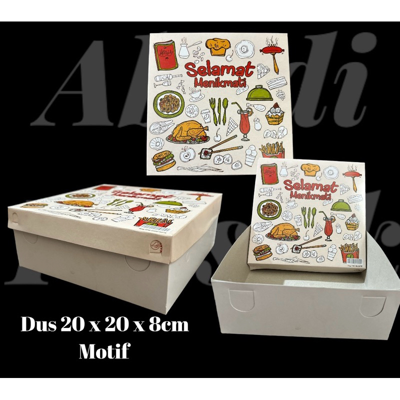 DUS NASI MOTIF / KOTAK NASI / KOTAK NASI UKR 20x20 ISI 50 PCS
