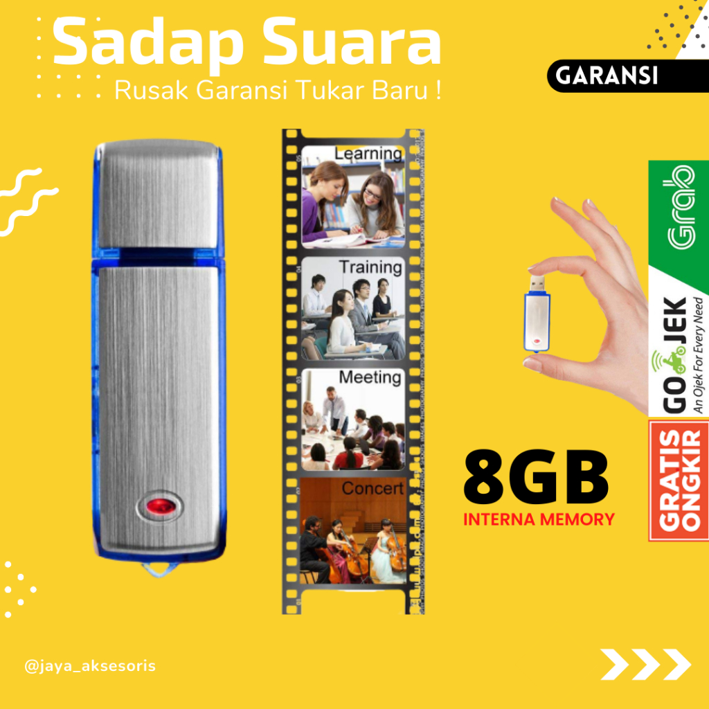 Perekam Suara Mini Tersembunyi Alat Sadap Penyadap Voice Recorder USB Flashdisk Youtuber Digital Vlo