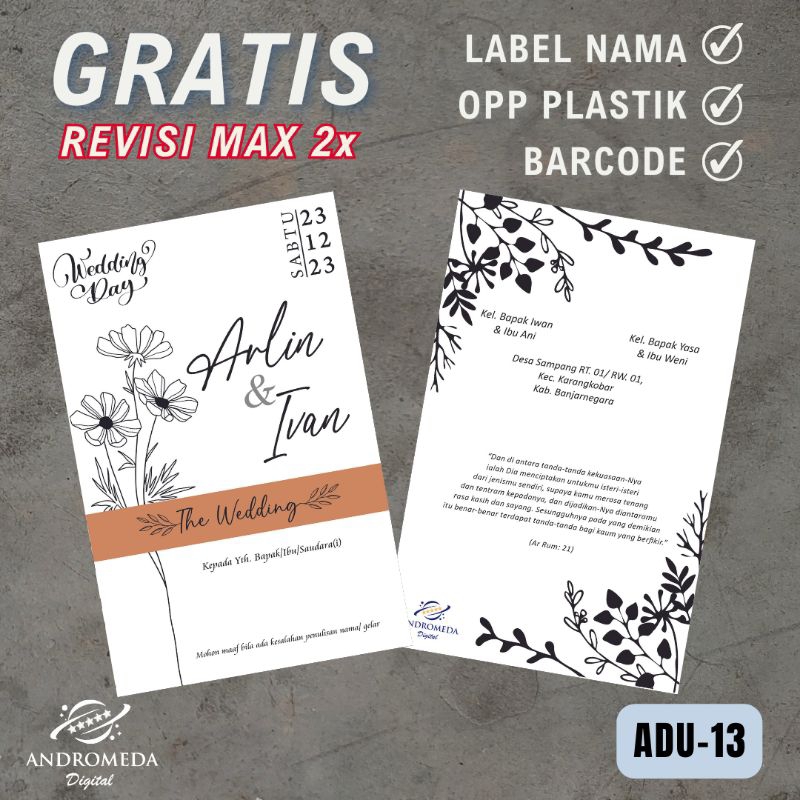 Proses Cepat Undangan Pernikahan Walimatul Ursy Elegan Kekinian Murah Minimalis Invitation Card Unda