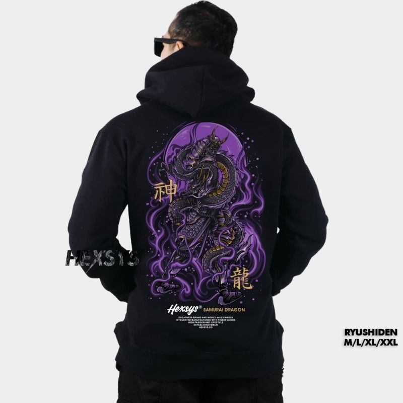 TOP VIRAL  HEXSYS Shinryudian Hoodie Pria Japanese Motif| SWEATER Hoodie Pria Vintage (A1)