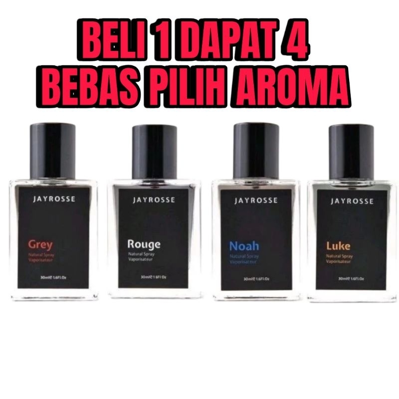 BPOM - BELI 1 DAPAT 4 PARFUM JAYROSSE GREY ROUGE NOAH LUKE PARFUM PRIA WANITA TAHAN LAMA PAKET HEMAT PARFUM PEMIKAT LAWAN JENIS