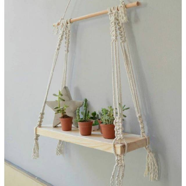Macrame Ambalan/ Hiasan Dinding/ Macrame Hanging Shelf/ Macrame Rak Gantung/ Rak Dinding