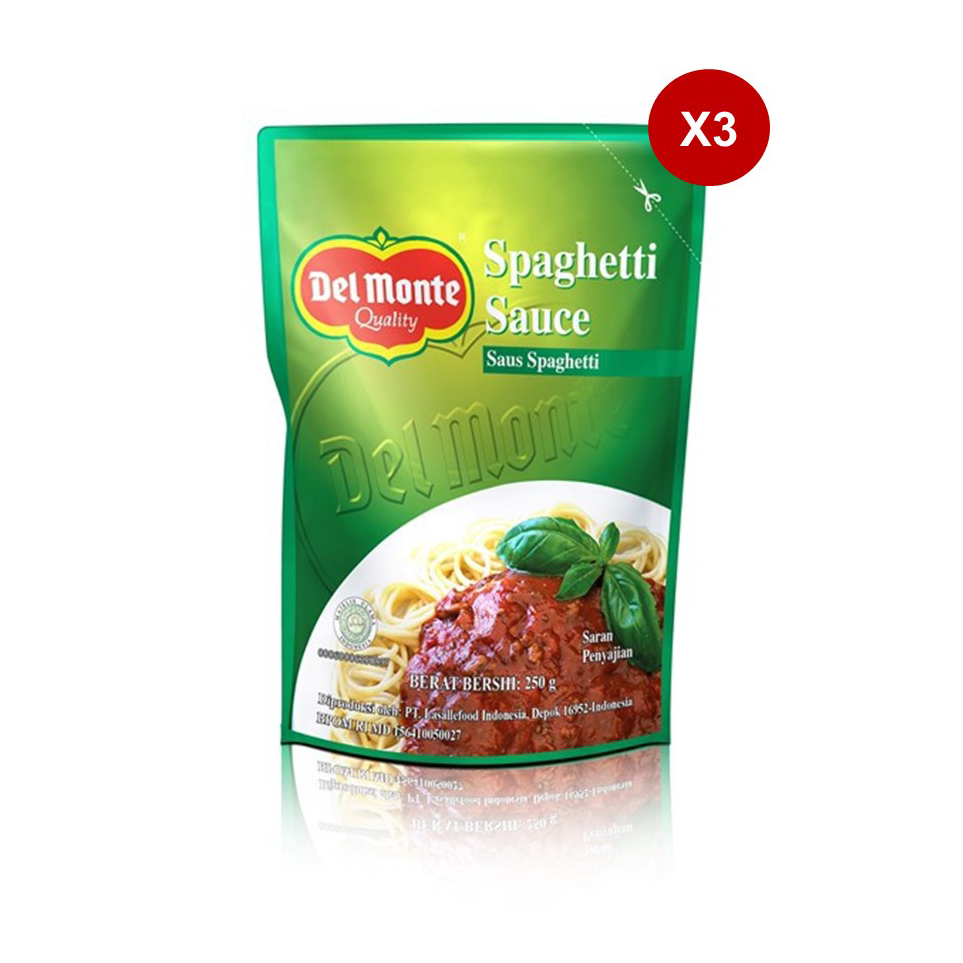 

Grosir Delmonte Saus Spaghetti Pouch 250 gr x3 Ready Stock