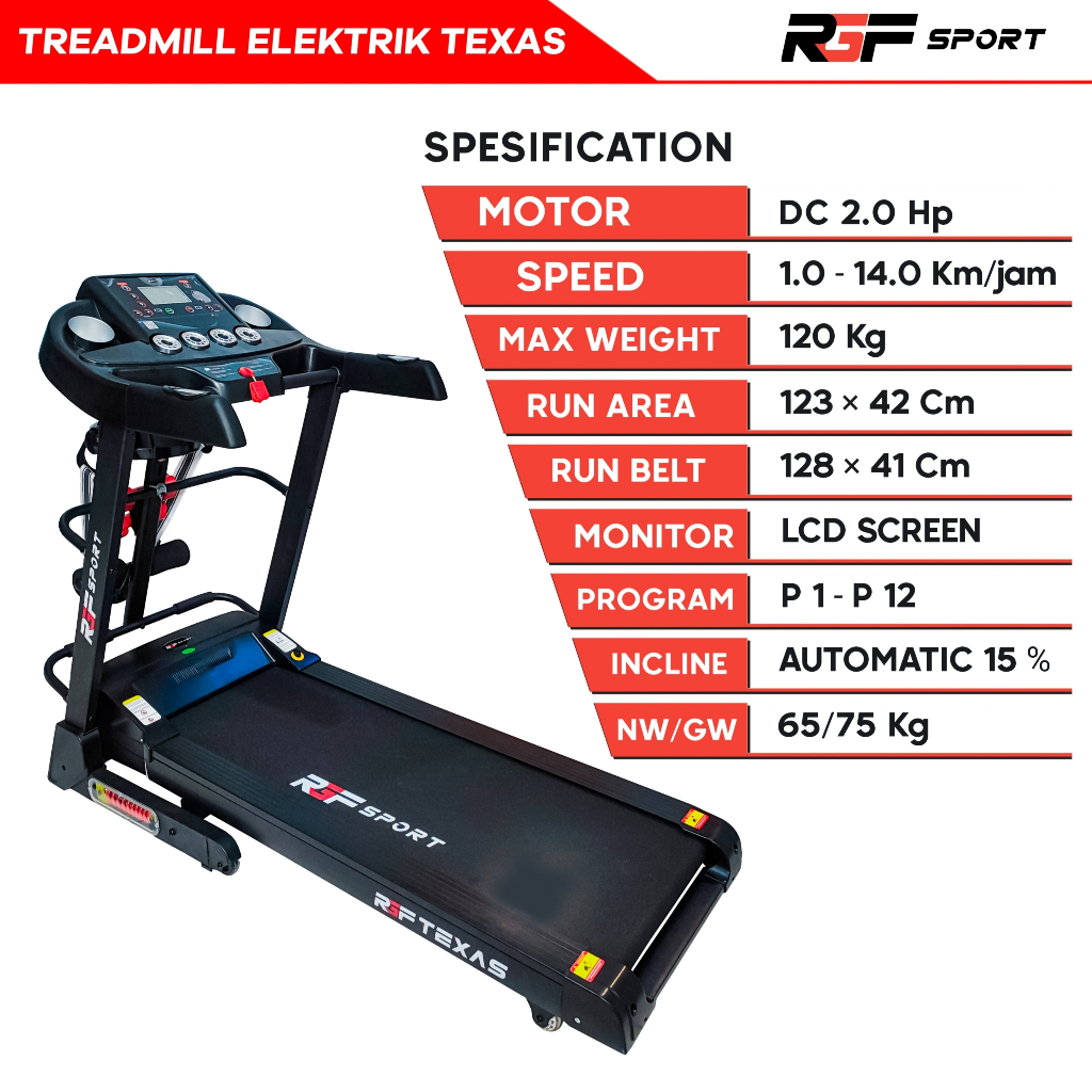 Alat Fitness Treadmill Elektrik RGF SPORT - Texas