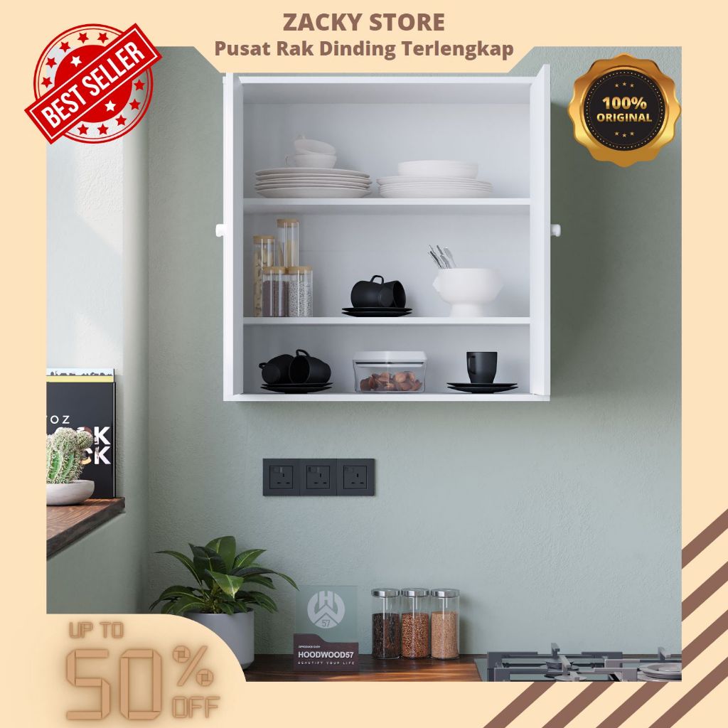 Kitchen Set Atas 2 Pintu Minimalis Serbaguna Tempel Dinding Rak Dapur Type 056 L
