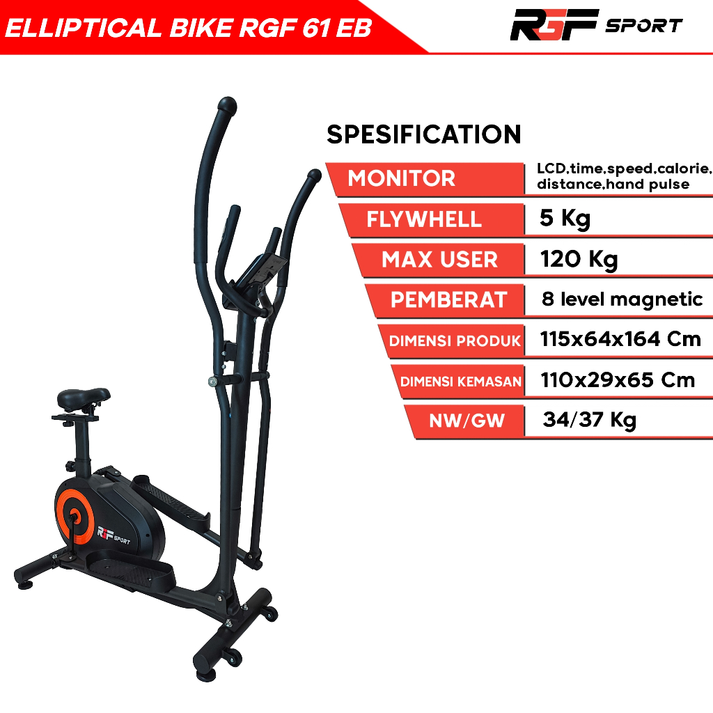 Alat Fitness Sepeda Eliptical Magnetic RGF SPORT - 61 EB