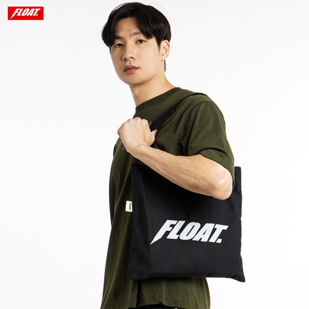 Float - Tote Bag wanita & pria | Tas tote bag hitam & hijau Logo aesthetic | Tas tote bag aesthetic 