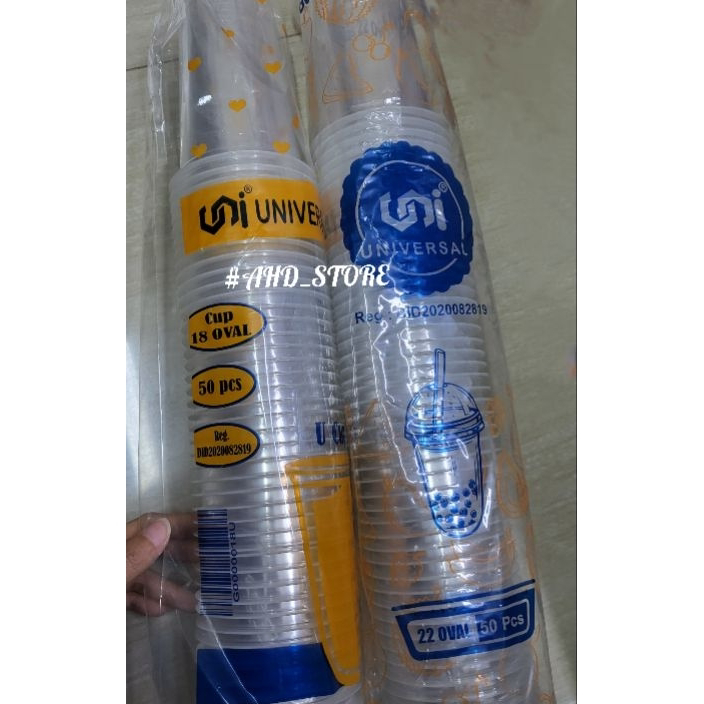 WMKV5147 [PROMO MURAH] Gelas Plastik Bening OVAL & DATAR 16oz, 18oz & 22oz / Cup plastik oval
