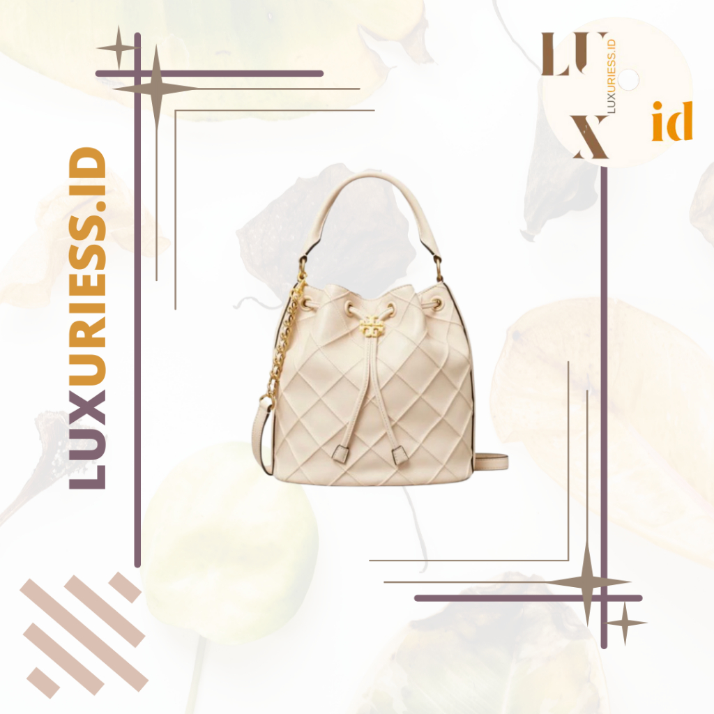 TORY BURCH FLEMING SOFT BUCKET BAG NEW CREAM