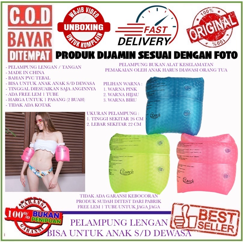 PELAMPUNG TANGAN BERENANG DEWASA PASANG DI LENGAN BAHAN TEBAL