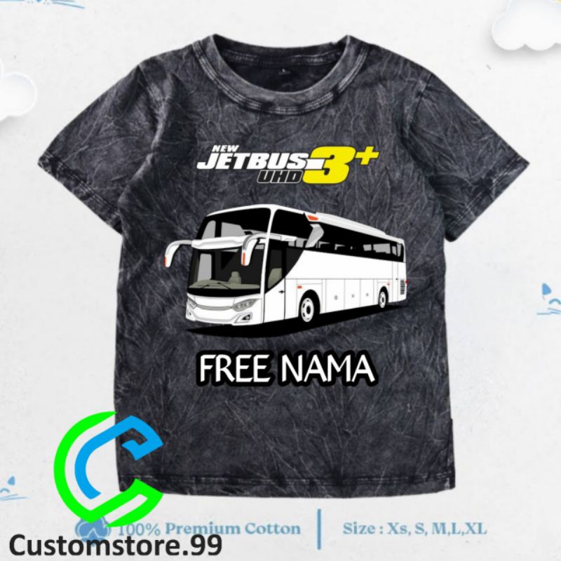 KAOS WASHED ANAK BUS PARIWISATA NEW JET BUS TERBARU FREE NAMA