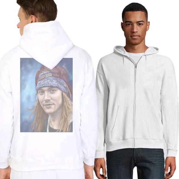 AXL Rose GNR Hoodie Bahan Cotton Fleece | Pullover & Zipper Hoodie White